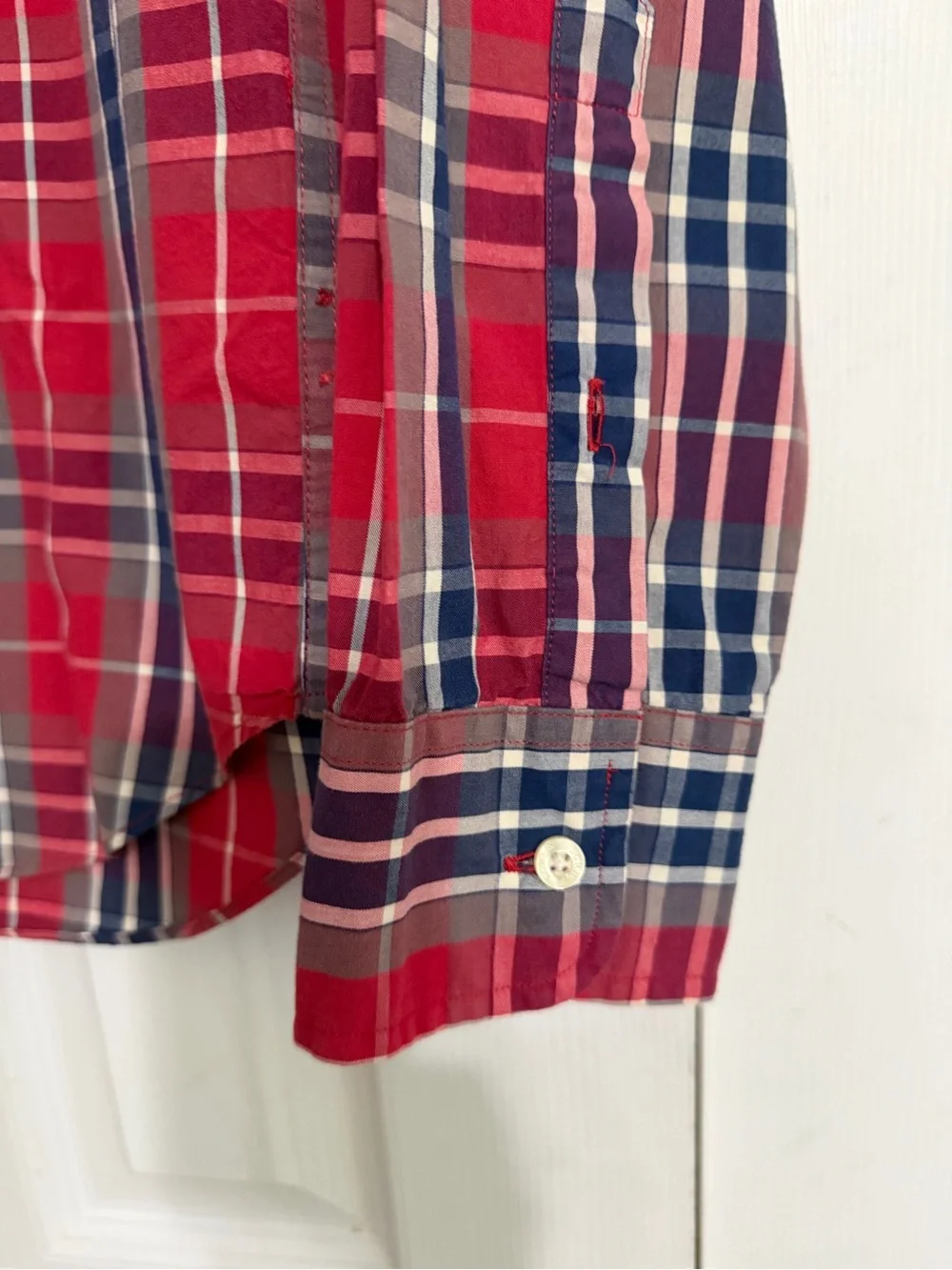 J crew button down washed‎ Tartan red blue plaid 100% cotton size medium